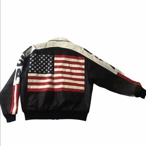 VTG 90s Michael Hoban USA Pride Leather Jacket